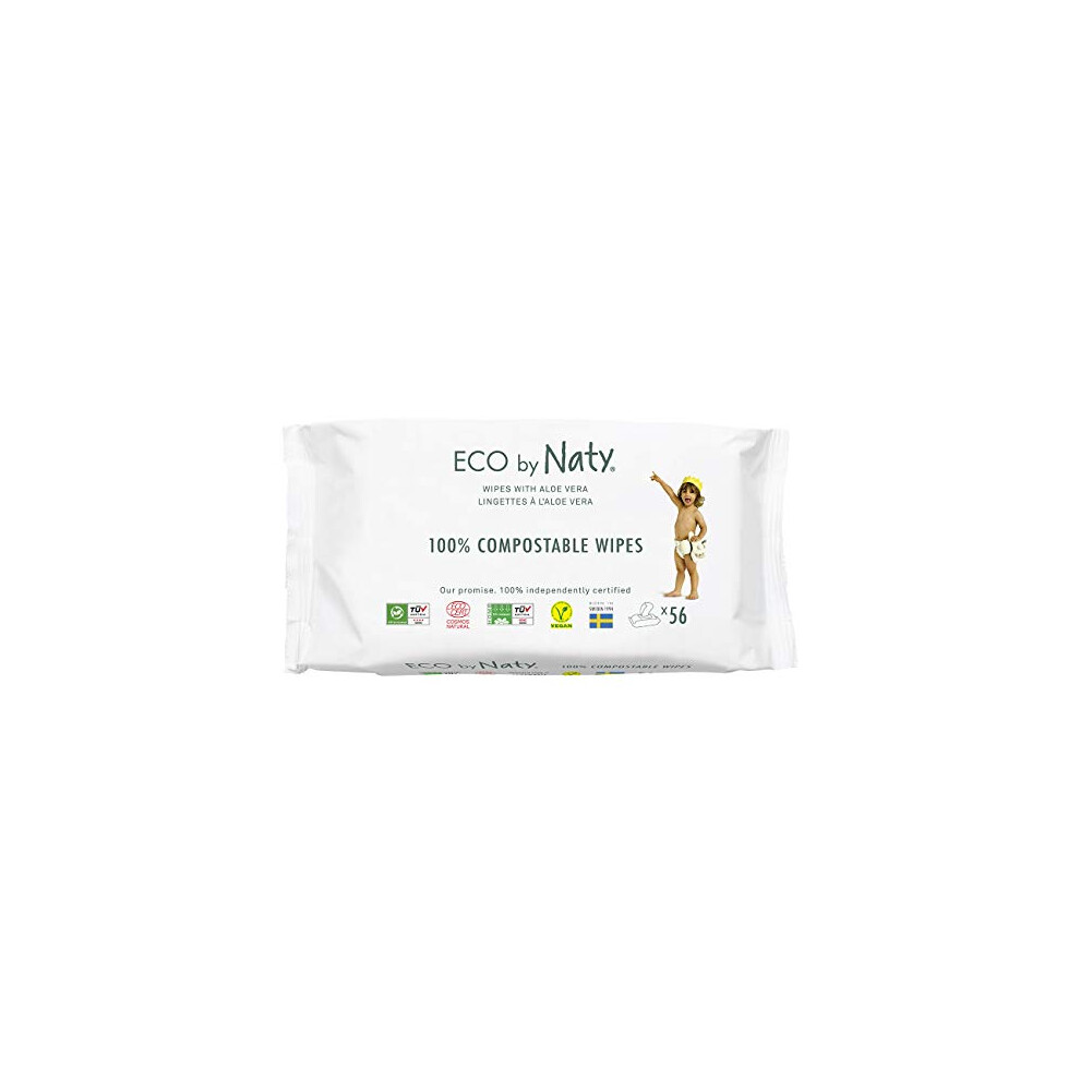 Aloe Vera Baby Wipes, 672 Count, Plant Based Compostable Wipes, 0% Plastic. No Nasty Chemicals, (Pack Of 12) Eco By Naty