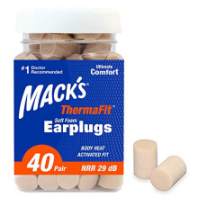 Mack's ThermaFit Soft Foam Earplugs, 40 Pair - Comfortable Ear Plugs for Sleeping, Snoring, Work, Travel & Loud Events | Made in USA