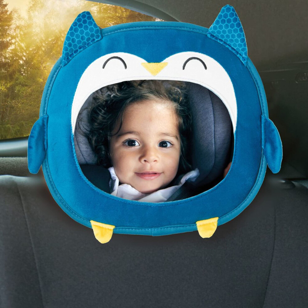 Easy View Owl Character Baby Car Mirror, Safety Car Seat Mirror for Rear Facing Infant, Fully Adjustable, Wide Crystal Clear View, Shatterproof, Crash