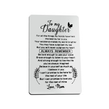 Daughter Gifts from Mum Engraved Wallet Card for Daughter Graduation Gifts Christmas Birthday Gifts for Daughter Wedding Gifts Valentines Day Gifts