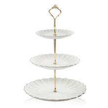 3 Tier Ceramic Cake Stand, Tiered Wedding Dessert Cupcake Stand for Tea Party Food Server Display (White)