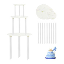 Cake Dowels Set - 12 White Plastic Rods, 3 Boards, 9 Stand Sticks for Tiered Cake Support & Construction - Perfect for Bakers