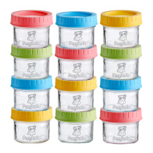 (12 Pack Glass Baby Food Storage Jars | 4 oz Reusable Small Containers Freezer Storage with Airtight Lids Leak Proof | Microwave & Dishwasher Safe |