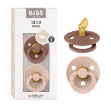 Colour Anatomical Soother 2-Pack, BPA Free Dummy Pacifier, Orthodontic Nipple. Natural Rubber Latex, Made in Denmark. 0-6 Months (Pack of 2),