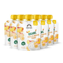 Amazon Brand - Mama Bear Organic Peach & Banana Yogurt Purée, Vegetarian, 90g, Pack of 6