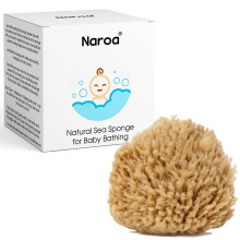 Natural Baby Sponge | Soft Sea Wool Unbleached Bath Sponge for Newborn | Baby Shower Essentials Pregnancy Gifts Boy Girl 2 Pack