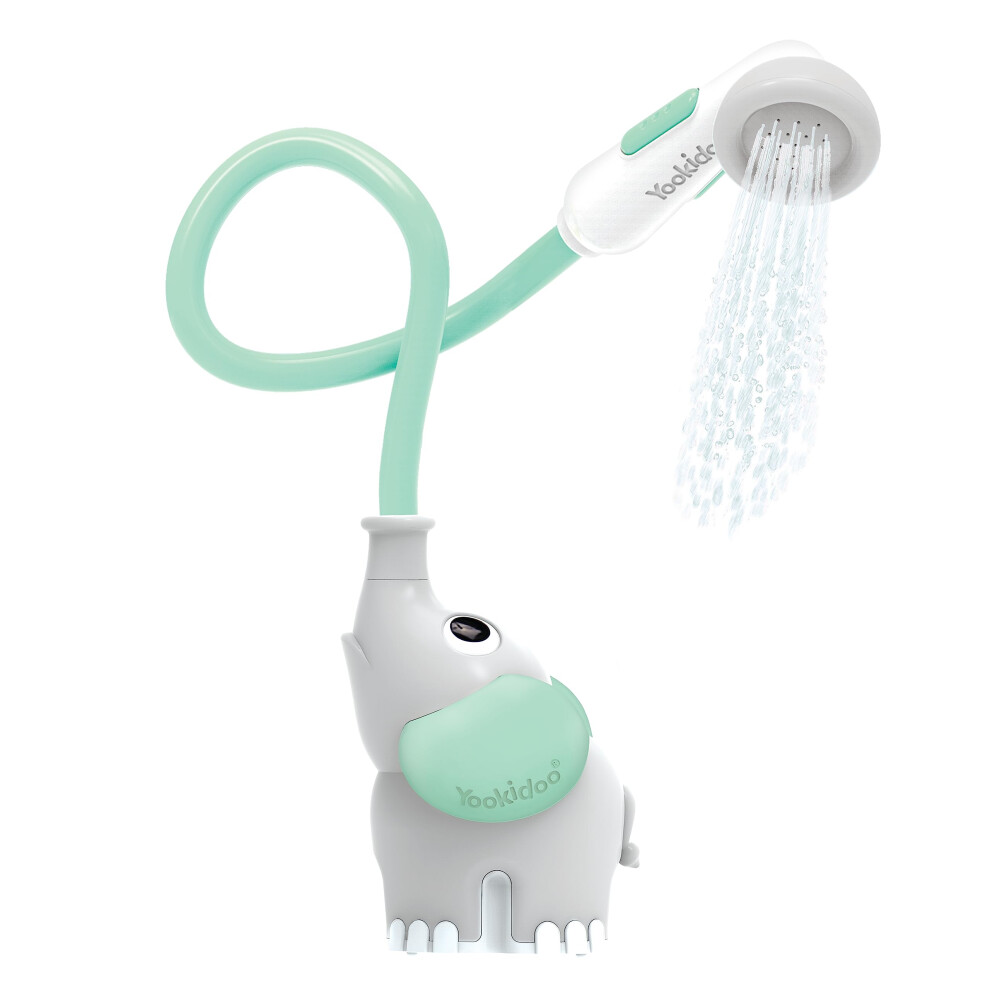 Elephant Baby Bath Shower Head A Water Pump & Trunk Spout For Tub & Sink - For Newborns, Infants & Toddlers (Turquoise) Turquoise Yookidoo