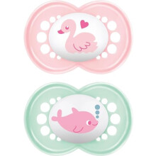 Original Soother 16+ Months (Set of 2), Baby Soother Made from Sustainable and Bio-Renewable Material, SkinSoft Silicone Teat, with MAM Soother Case,