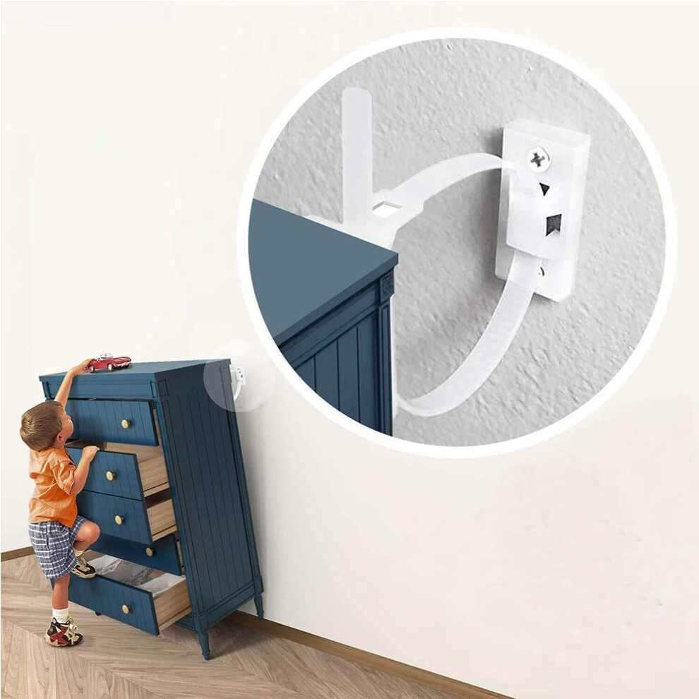 Furniture Straps (20Packs), Baby Proofing Anti-Tip Furniture Anchor Straps Kit, Falling Furniture Prevention Device, Safety Furniture Wall Anchors For Vobulafy