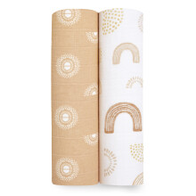 keep rising Swaddle Blanket - Pack of 2|Large 100% Breathable Muslin Cotton Wrap Set Baby Girls & Boys |Savannah, Animal, Sun, Rainbow Print