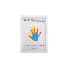 Clear Family Handprint Frame, DIY Art Print Keepsake, Home Decor, Gift For New and Expecting Parents, 4 Paint Colors Included