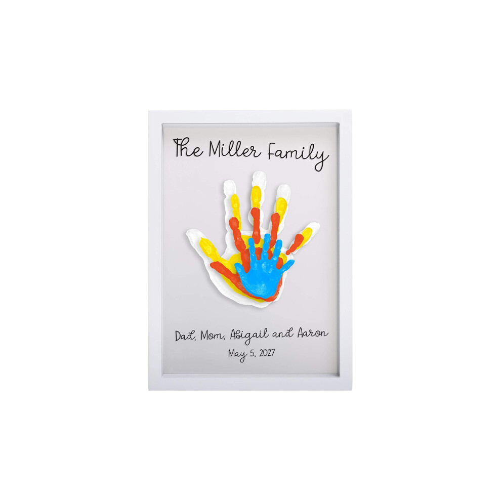 Clear Family Handprint Frame, DIY Art Print Keepsake, Home Decor, Gift For New and Expecting Parents, 4 Paint Colors Included-image-OPC-PFBBKBB-NEW