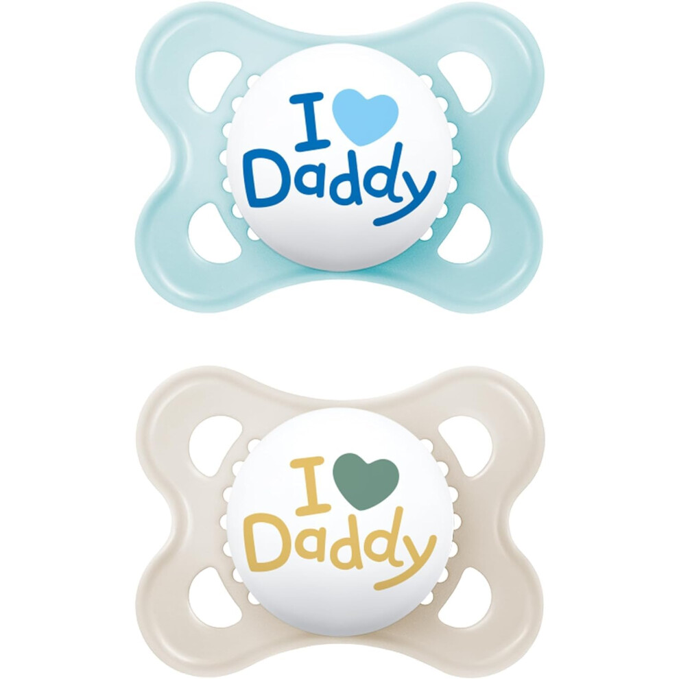 Style 0+ Months (Pack of 2), Baby Soothers with Self Sterilising Travel Case, Newborn Essentials, Blue (Designs May Vary)