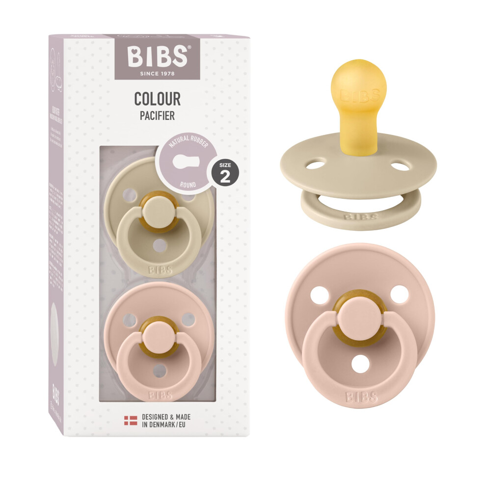 Bibs Colour Natural Rubber Size 2: 6+ Months Dummy Vanilla / Blush 2 Pc - Image 2