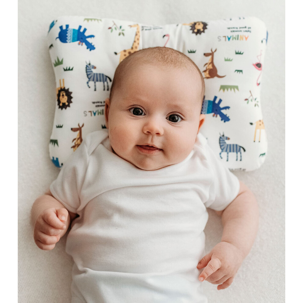 Stork Drop - Flat Head Baby Pillow | Prevents & Corrects Plagiocephaly | Breathable 3D Air Mesh | Soft Organic Cotton | Completely Washable | Newborn Head