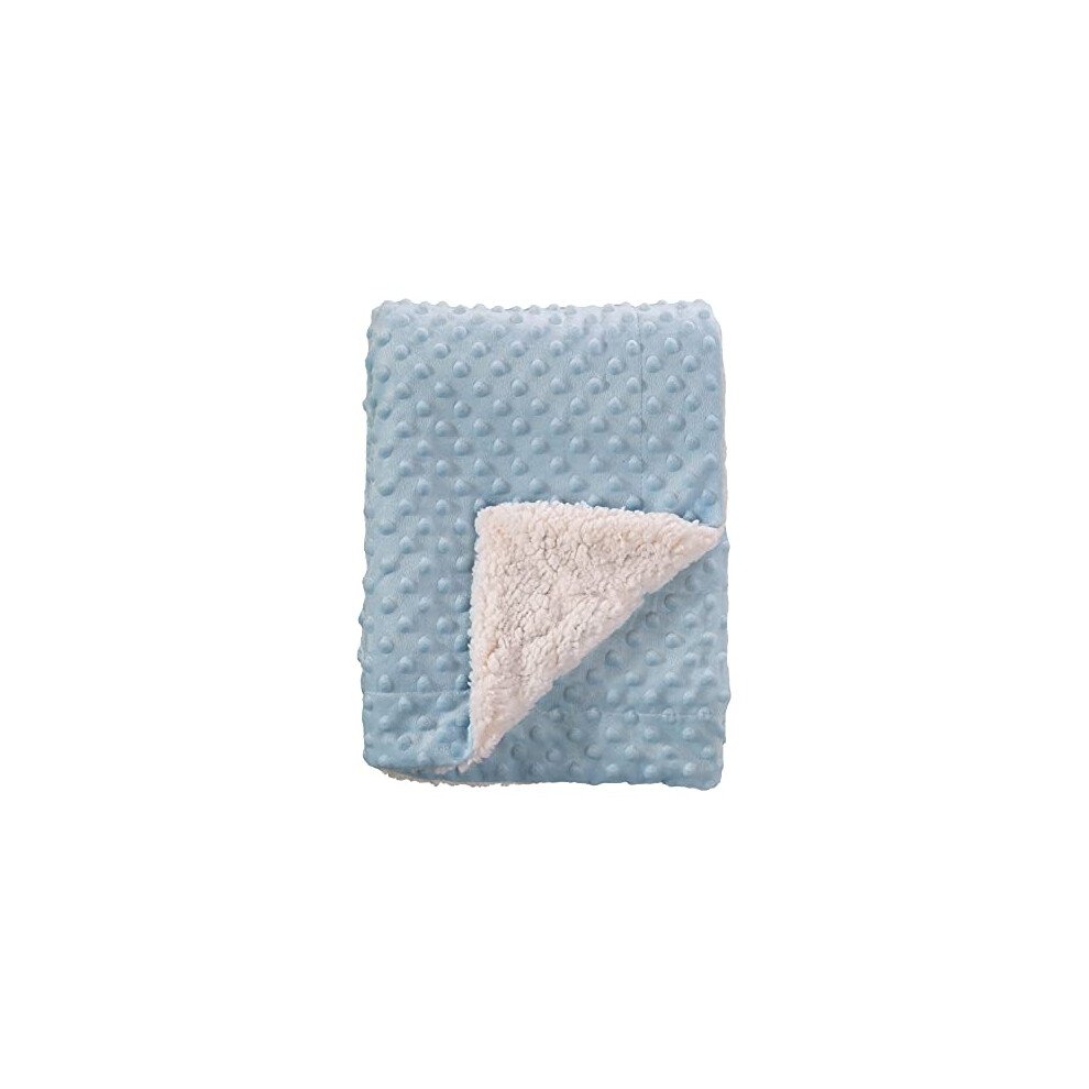 Soft Lightweight Warm Sherpa Backing Baby Throw Blanket For Infant Toddler Crib Cot Stroller Gift For Baby Boys And Girls (75Cmx100cm Dot) Blue Crevent