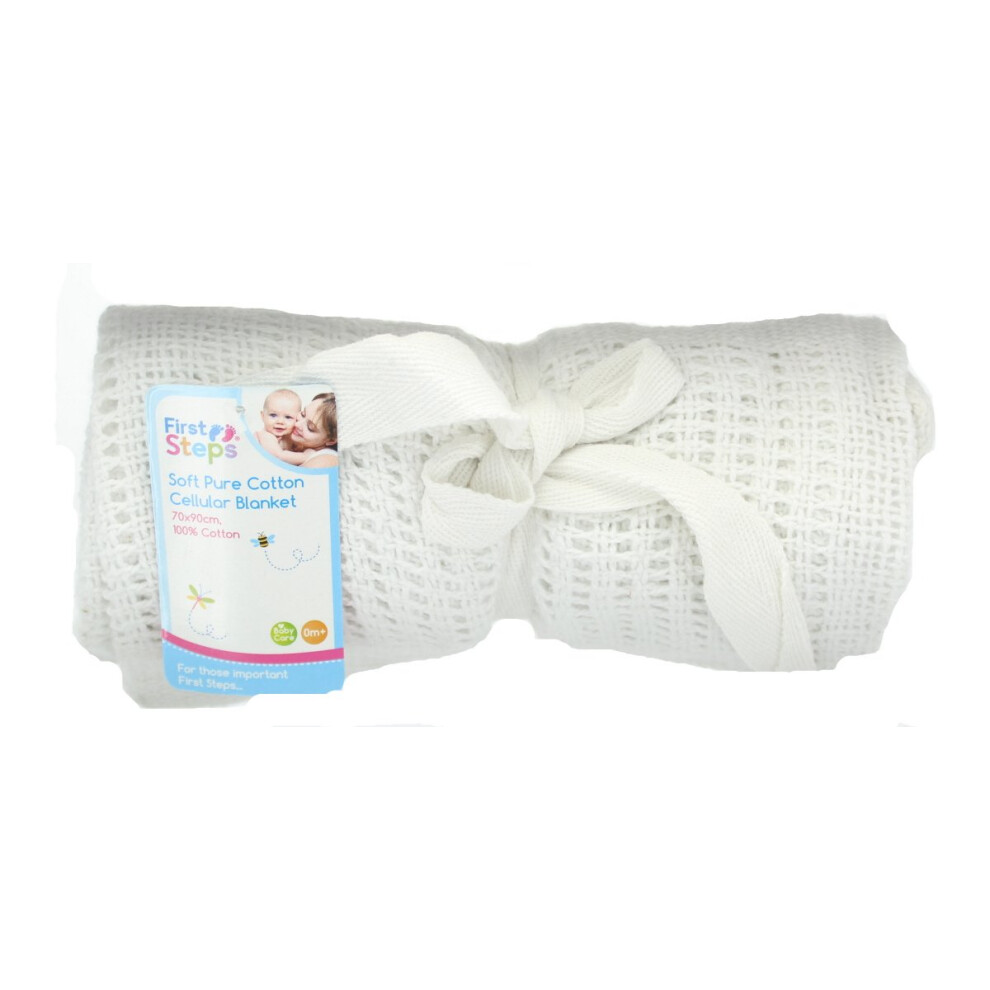 Cellular Blanket Soft Pure 100% Cotton Baby Comfort Newborn White Pack Of 2