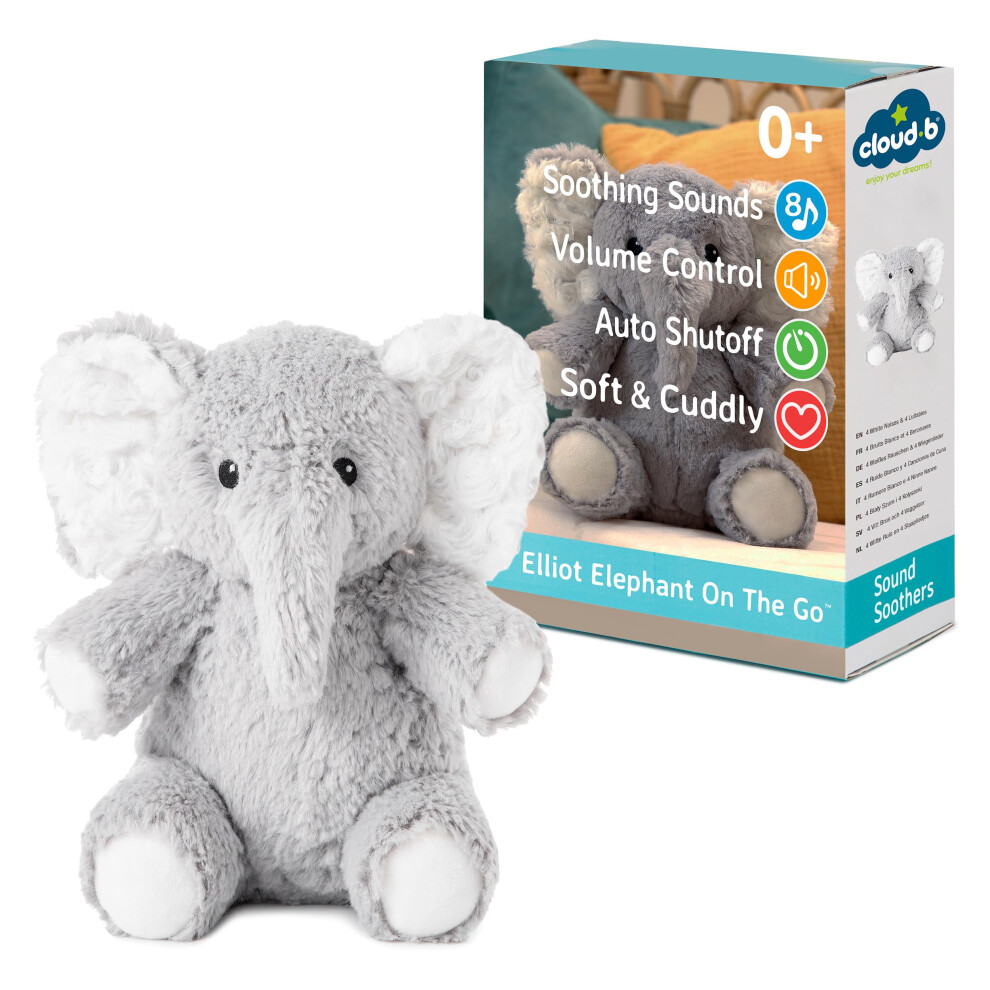 Cloud B Sound Machine With White Noise Soothing Sounds | Cuddly Stuffed Animal | Adjustable Settings And Auto-Shutoff | Ideal For Travel | Elliot Elephant On