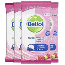 Cleaning Wipes Multipurpose Cleansing Antibacterial Disinfectant, Pomegranate Fragrance, Multipack 4 x 70, Total 280 Wipes