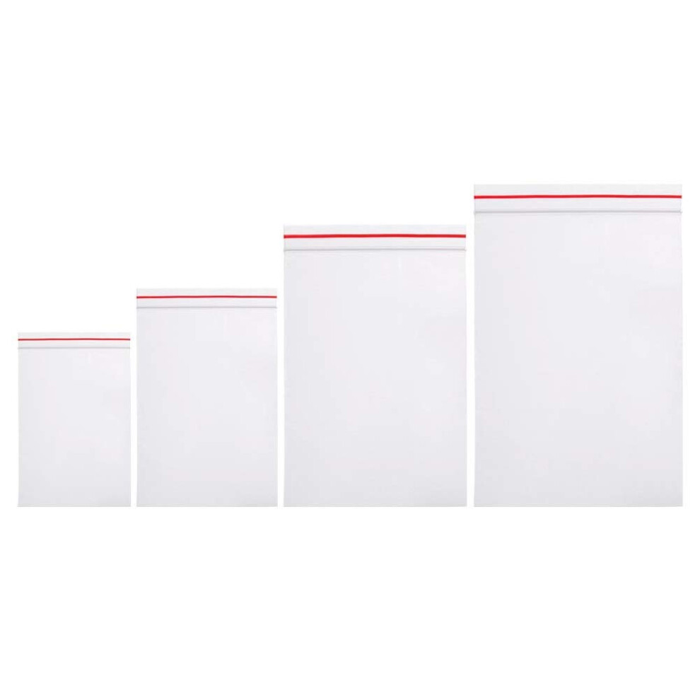 400 Pcs Grip Seal Bags Clear Plastic Bags, Resealable Clear Plastic Bags Reusable Poly Zip Lock Storage Pouch Bags for Kitchen Storage,