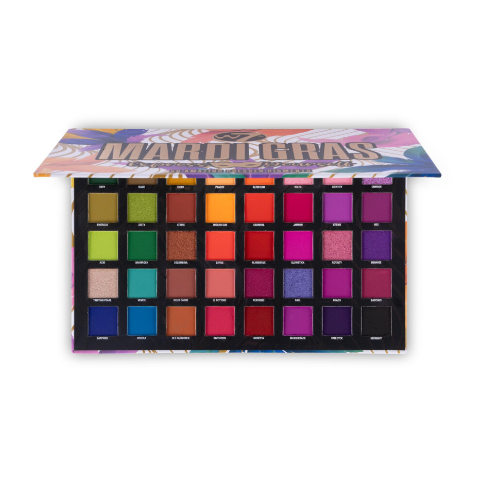 Mardi Gras Pressed Pigment Palette - 40 High Impact Party Colours - Flawless Long-Lasting Bold Makeup