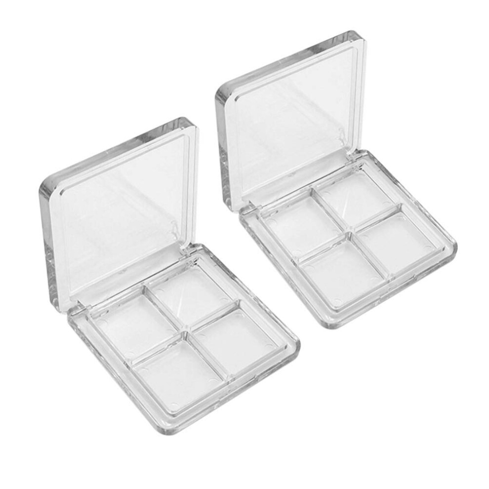 Lurrose 2Pcs Empty Eyeshadow Palette Refillable 4 Grids Plastic Eye Make Up Container Palette