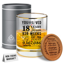 KiesGift 18th Birthday Gifts for Boys and Girls Personalised Whiskey Glass 18th Birthday Decorations Mens Gifts for Birthday Gifts for 18 Year Old