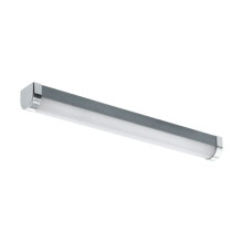LED bathroom wall light Tragacete 1, vanity mirror lamp with switch, over cabinet lighting made of plastic and metal in silver, white and chrome,