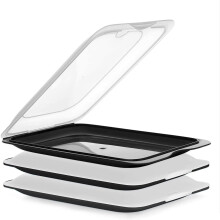 Set of 3 Pieces Cold Cuts and Meats Storage Fresh, BPA Free, Reusables, Stackables, Dishwasher and MWO, Measures 17 cm x 3.2 cm x 25.2 cm, Black/White
