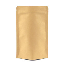 50 x Brown Kraft Stand-Up Reusable Food Pouches (90 x 140 x 30mm) | Foil Lined, Heat-Sealable, Resealable Food Bags Zip Seal with Tear Notch | Food