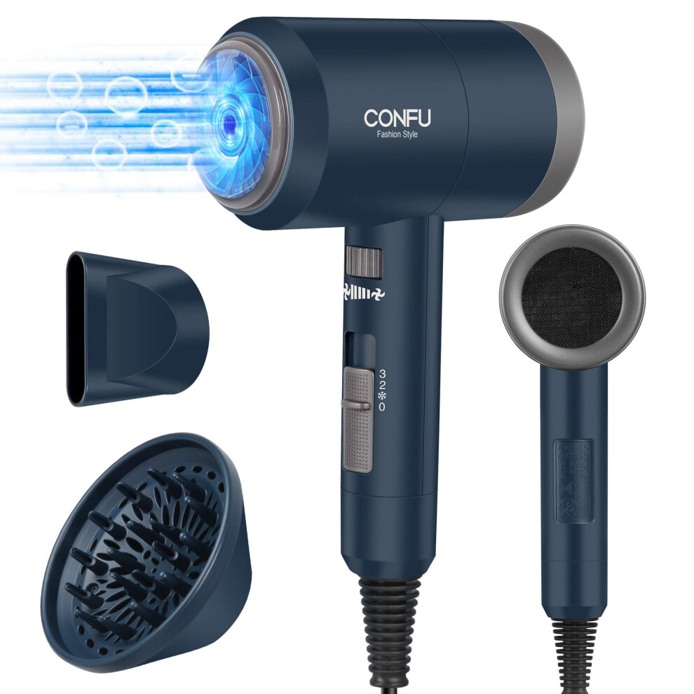 Confu 1800W Hairdryer For Men, Ionic Hair Blow Dryers, Lightweight Hair Dryer With Cool Shot Button & Diffuser & Concentrator For Travel Salon Home Use,