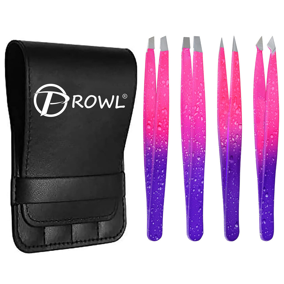 Prowl Professional Stainless Steel Tweezers For Facial Hair Women & Men Â Set Of 4 Eyebrow Tweezers For Ingrown Hair, Facial Hair, Splinter, Blackhead,