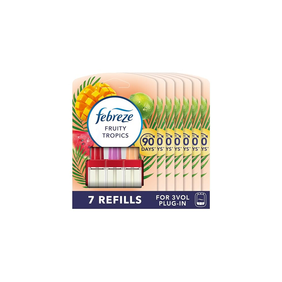 Febreze 3Volution Plug In Air Freshener Refill, 20Ml X 7, Odour Eliminator & Bathroom Air Freshener, Fruity Tropics