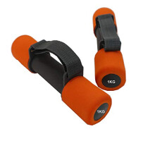 Softgrip Dumbbells – set of 2 with adjustable grips – choice of weights – 2 Dumbbells per set (ORANGE/GREY, 2 x 1kg)