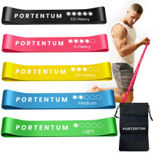 Resistance Bands Set Men [Set of 5] Skin-Friendly Resistance Exercise Band Set with 5 Different Resistance Levels - Physio Bands with Case Included -