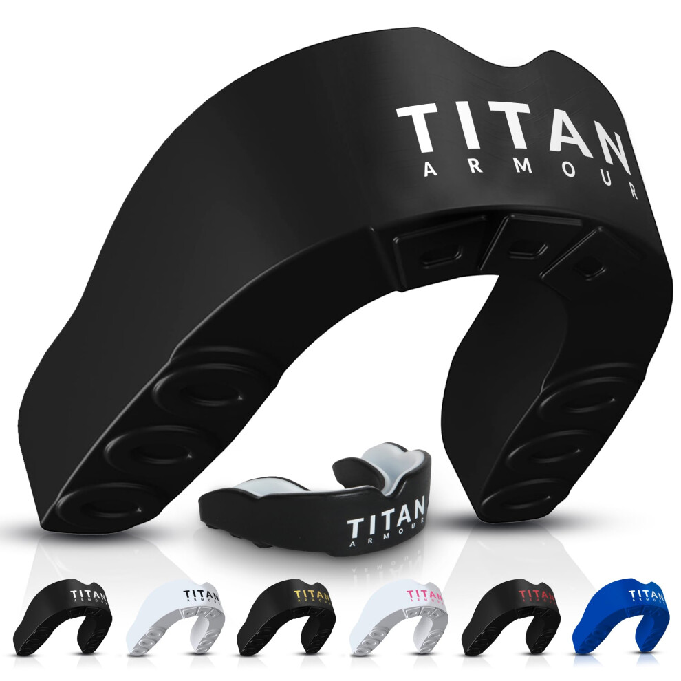 Titan Armour Gum Shield | Dual-Layer | Adults & Junior Custom-Fit Mouth Guard | Case Inc | Boil & Bite Mouthguard Boxing, Rugby, Mma, Hockey & All