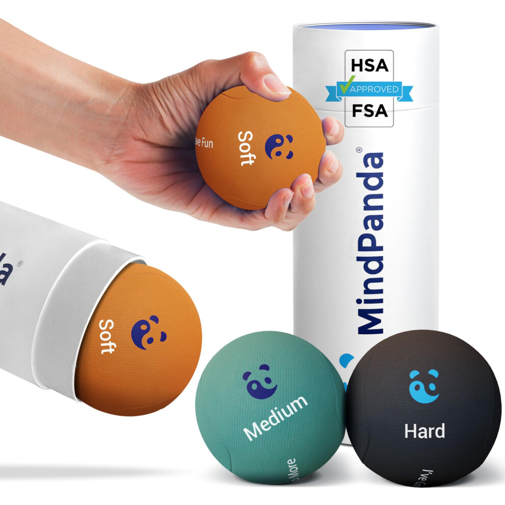 Mindpanda Mind & Body Stress Balls For Adults - Tri-Density Hand Therapy Exercise Squeeze Balls - Grip Strengthening For Hand Therapy - Anxiety And Stress