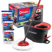 System, Cedar, Easywring + 3 Extra Refills, Spin Mop & Bucket with 3 Extra Refills
