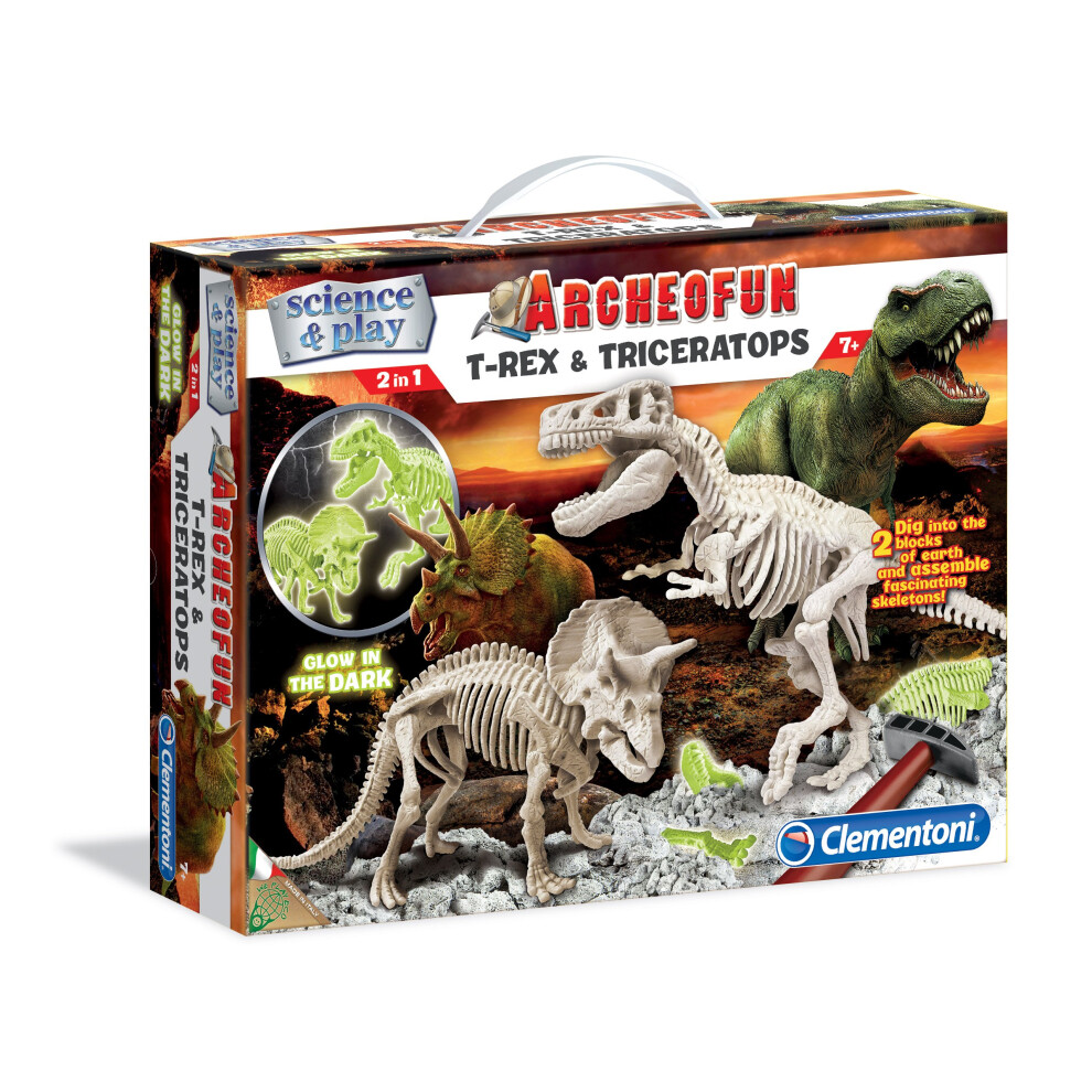 61245, Science & Play Archeofun T-REX Glow in The Dark Scientific dinosaur Kit for children, ages 7 years plus