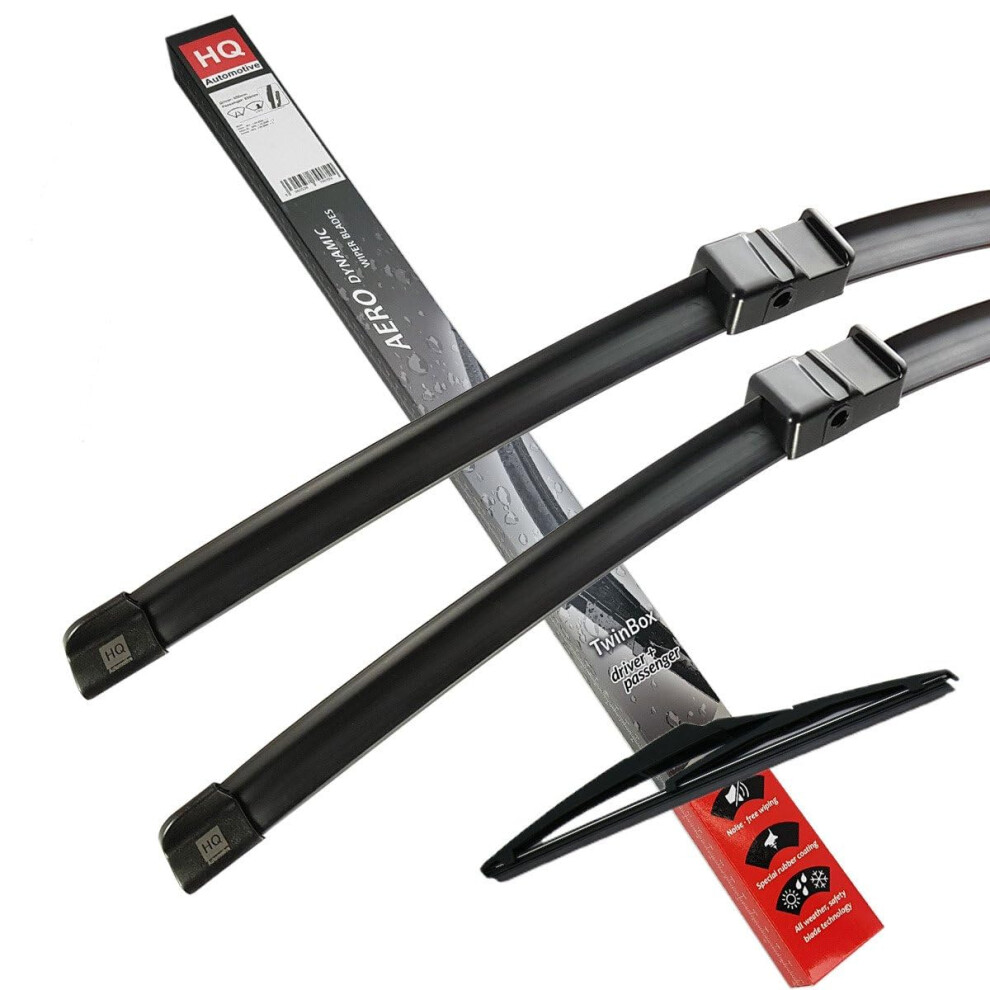 Front+Rear Windscreen Wiper Blades Fits Peugeot 407 3Pcs Replacement Blades D2 2004-2011 Graphite-Coated Natural Rubber No Smear Judder-Free Model 5060538797105