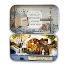 Miniature DIY Dolls House Kit, Wooden Photo Frame Style Doll house Kit with Furniture, Dust Proof, Handmade Crafts for Adults, Gift for Birthday,