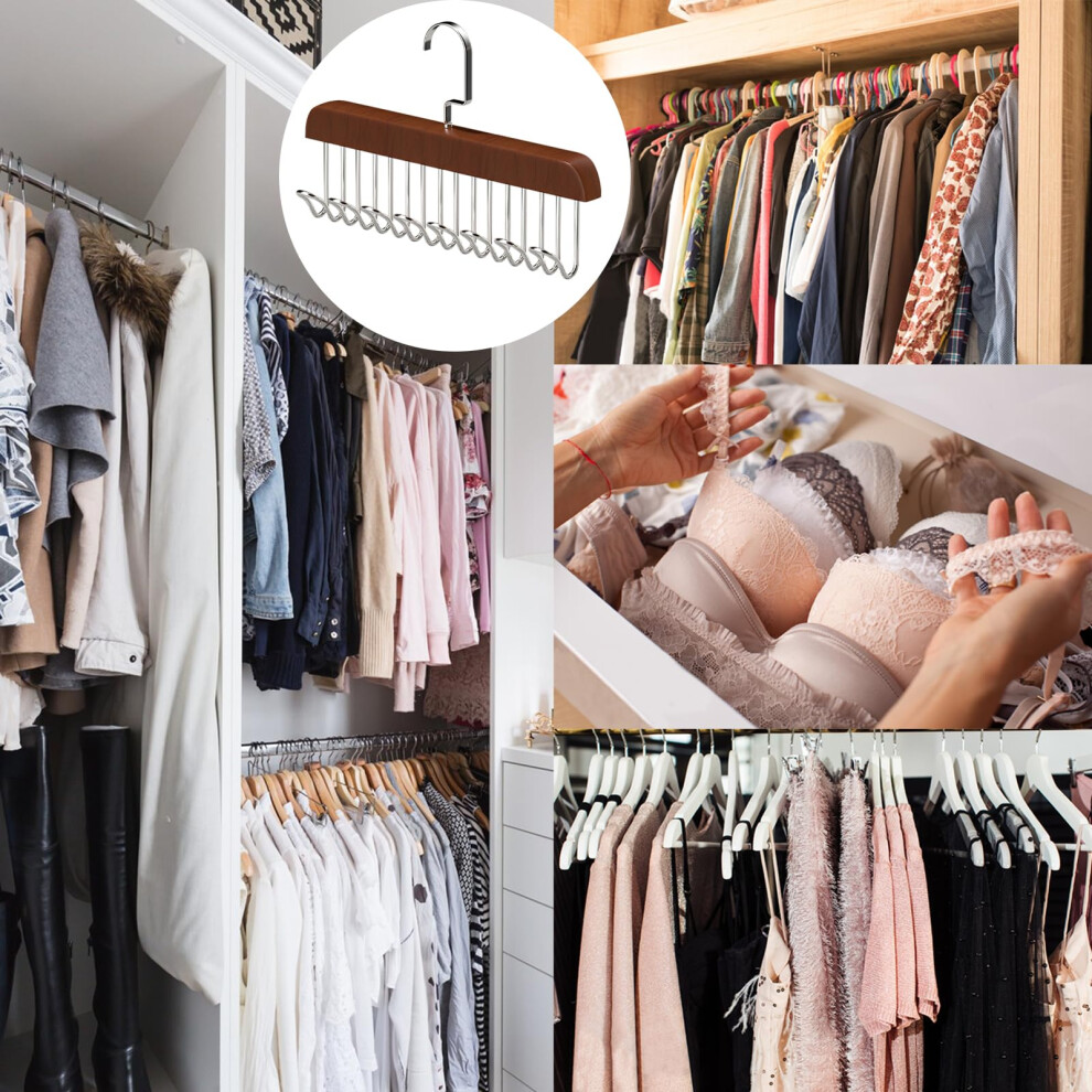 PCS Anti Slip Multi Hook Coat Rack for Bras, Wooden Belt Hanger