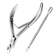 Nagelhautschneider mit Nagelhautschieber Easkep Nagelhautentferner, Nagelhautzange, professioneller Nagelhautschneider aus Edelstahl, Clipper, Pedi