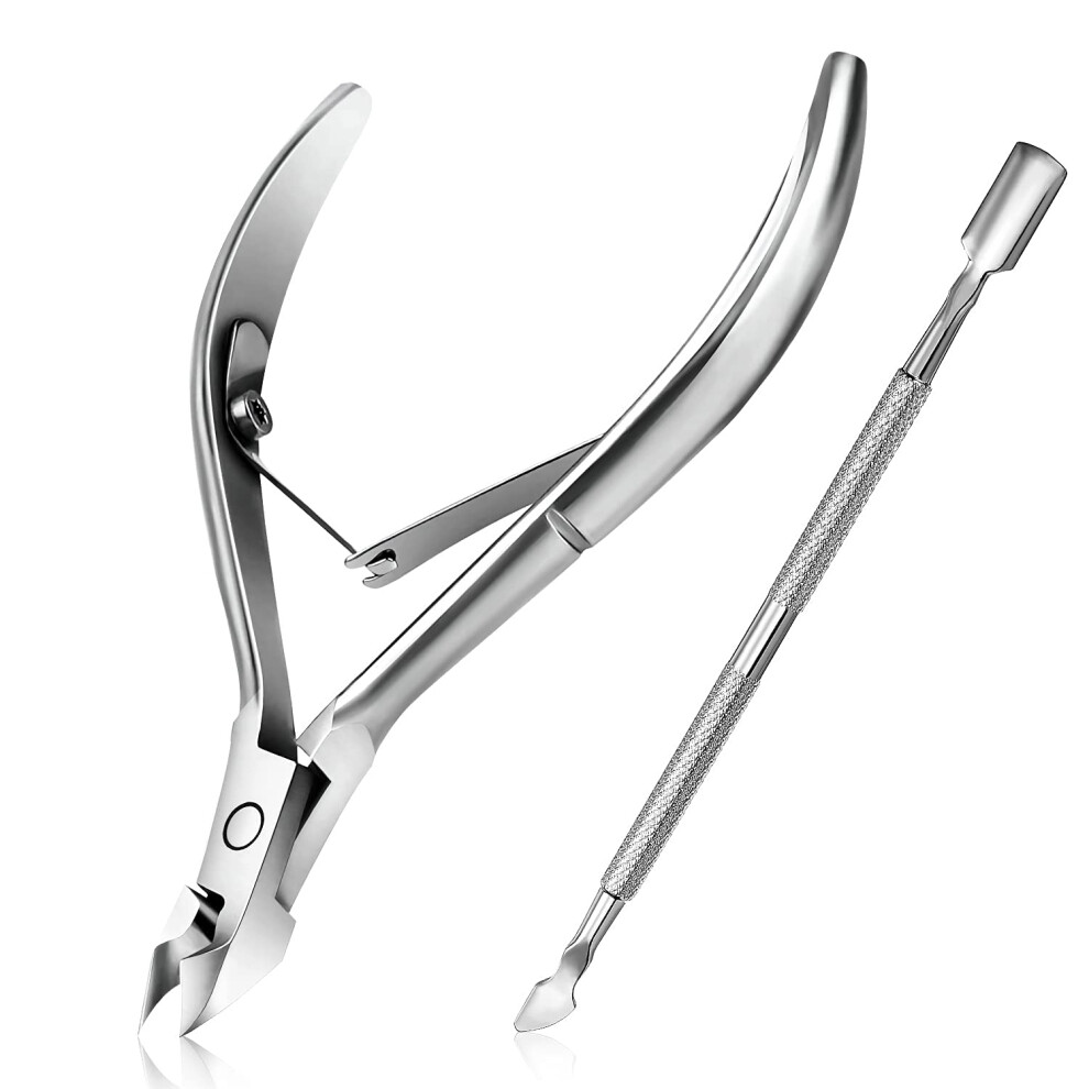 Easkep Cuticle Trimmer With Cuticle Pusher - Cuticle Remover Cuticle Nipper Professional Stainless Steel Cuticle Cutter Clipper Pedicure Manicure