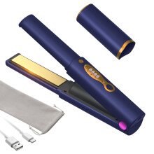 Cordless Hair Straighteners Curler 2 in 1, Mini Portable Travel Wireless Hair Straightener, Fast Heat Up, Anti-Scald 3-Level Hair Straightener for