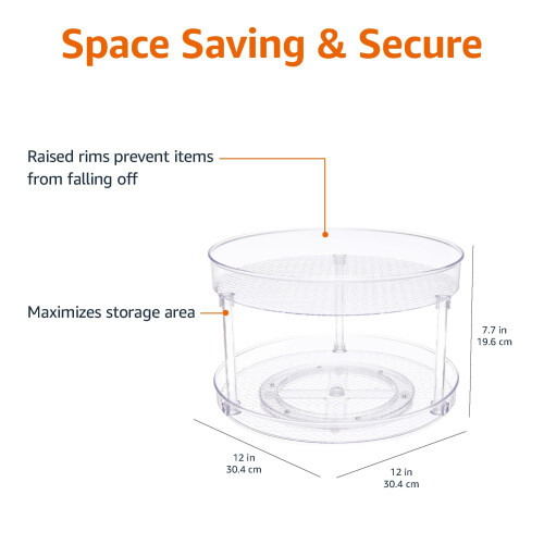 Amazon Clear 2-Tier rotating tray Turntable Organiser, 30.5 cm 2