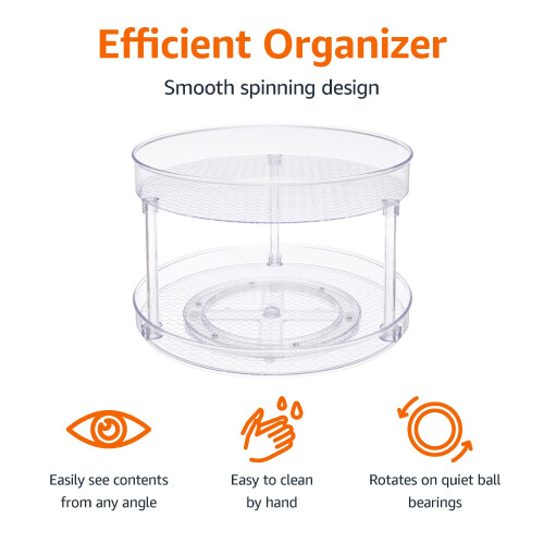 Amazon Clear 2-Tier rotating tray Turntable Organiser, 30.5 cm 1