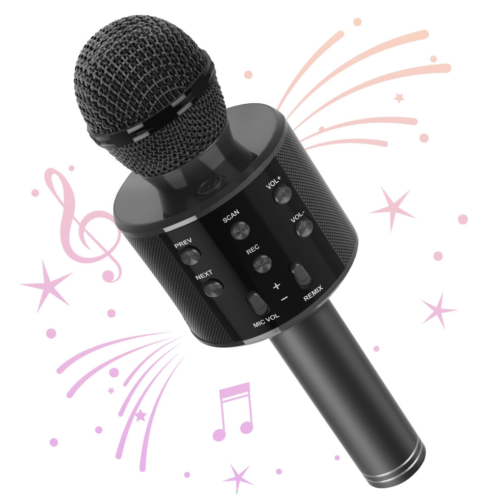 Karaoke Wireless Microphones, Bluetooth Microphones for Kids Adults, Children Portable Microphone Speaker Voice Changer for Boy Girl Toy, Home KTV