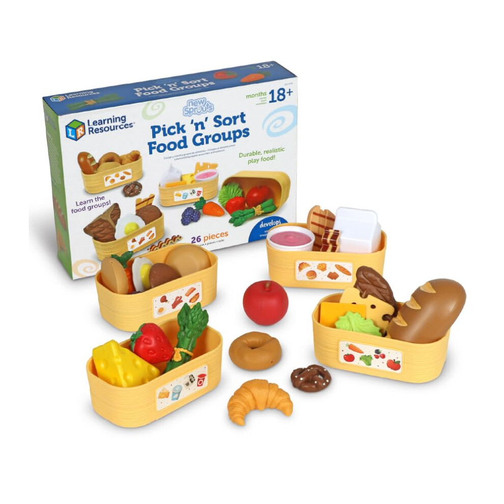 New Sprouts Pick ân' Sort Food Groups, Ages 18 Months+, Grocery Store Pretend Play, Play Kitchen Accessories, Play Food for Toddlers