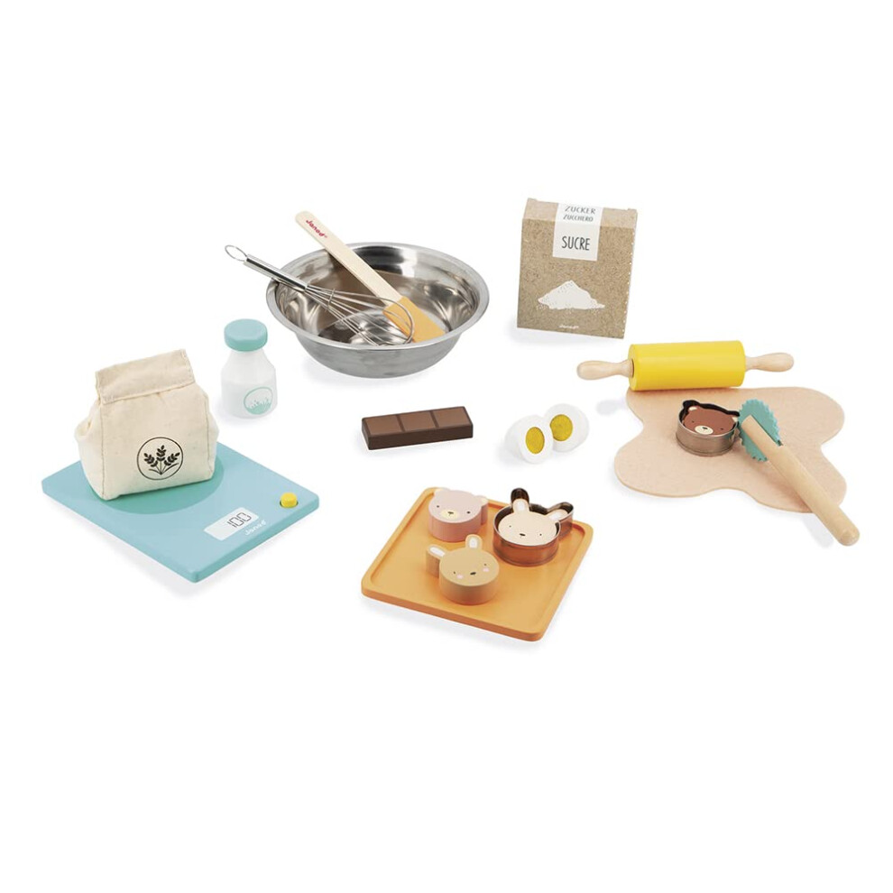 - My Bakery - Pretend Play Kitchen and Doll's Tea Set Toy - 19 Wooden and Felt Pieces Included - FSC-Certified - Water-Based Paints - 3 Years +,